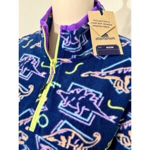 NEW Chubbies Squad Goal Low Pile Quarter Zip Dinosaur Purple Pullover M Medium